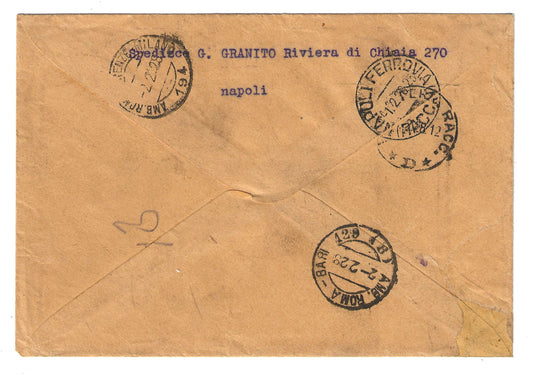 1928 Regno d'Italia Busta per Veglie con 2,50 l. Floreale modificato del 1926