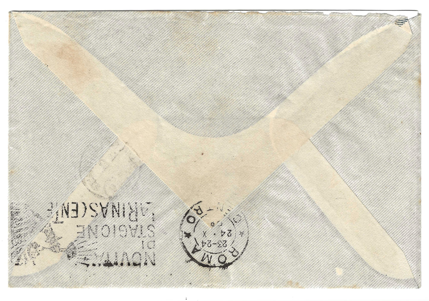 1924 Regno d'Italia - Busta per Roma con coppia francobolli 25 su 45 c. oliva serie Floreale