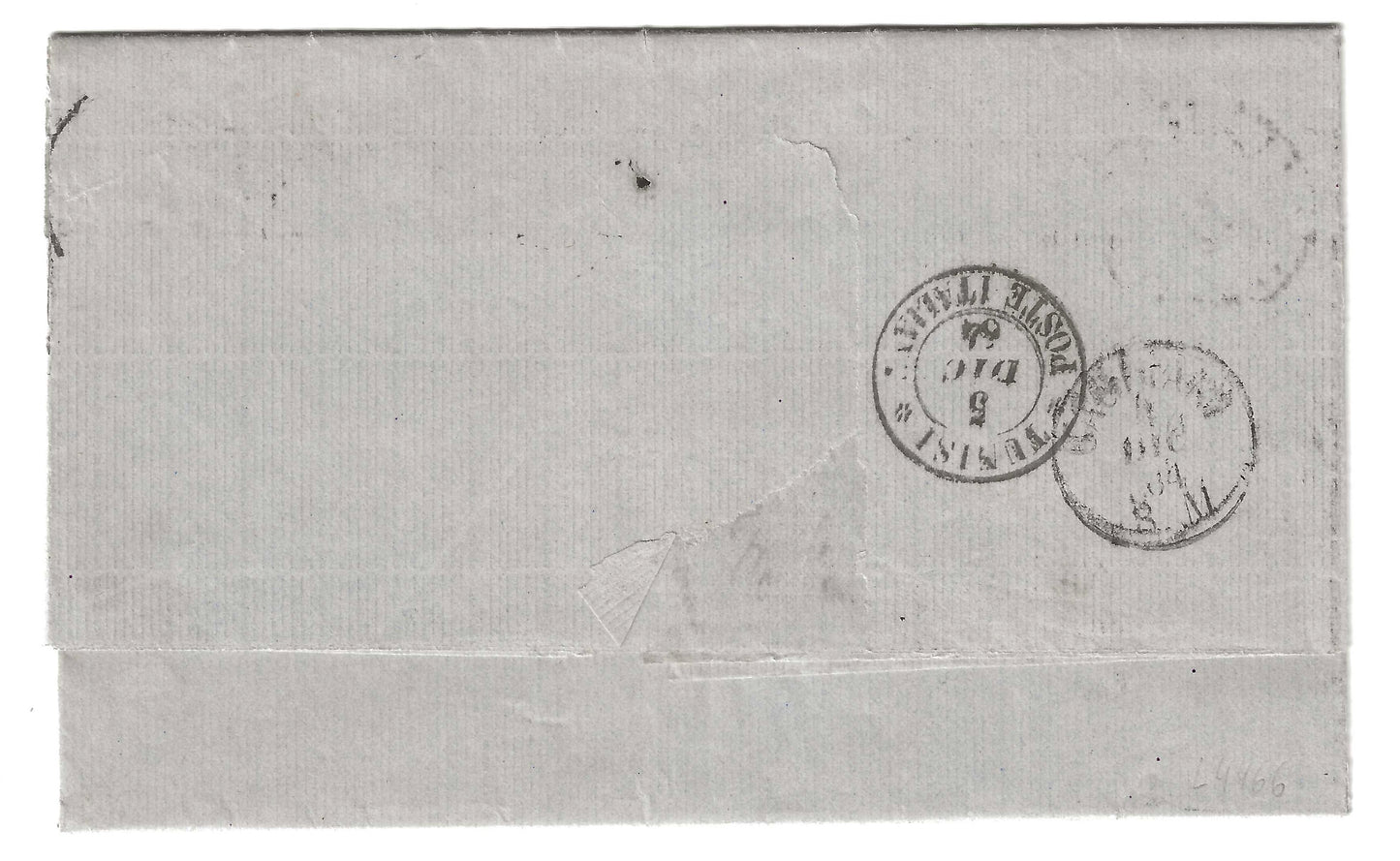 1864 Regno d'Italia - Lettera da Livorno Ufficio del Porto a Tunisi con coppia francobolli 40 c. De La Rue