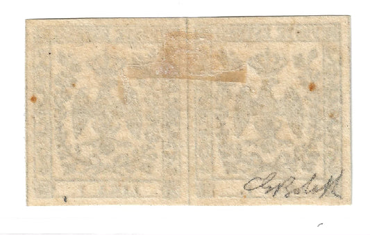 1852 Ducato di Modena - Coppia francbolli da 1 l. bianco con punto Bolaffi MH*