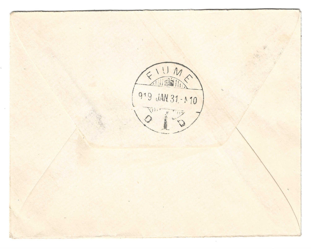 1919 Fiume - Raccomandata con francobolli soprastampati FRANCO 45 c. su 6 f. varietà
