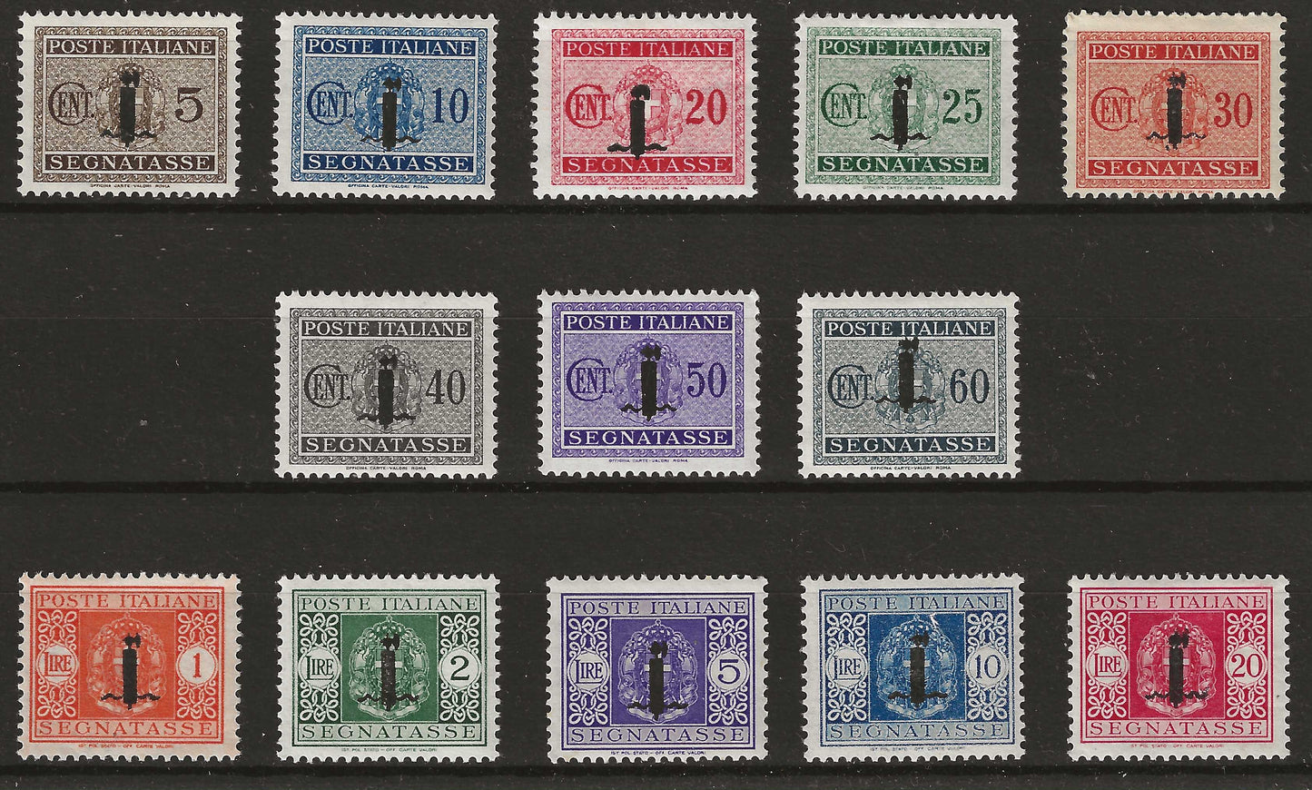 1944 Repubblica Sociale RSI - Serie completa Segnatasse con fascetto MH*
