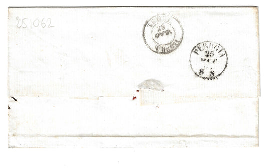 1862 Regno d'Italia - Francobolli da 10 cent. prima emissione su lettera da Rieti a Perugia