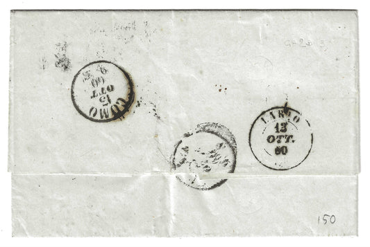 1860 Regno di Sardegna - Piego da DOMASO a Como con francobollo da 20 cent. IV emissione linea riquadro