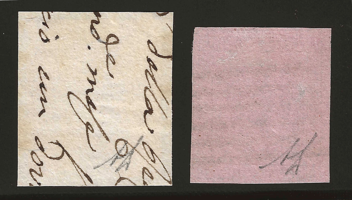 1852 Ducato di Modena - Francobolli da 10 c. rosa senza punto usati tinte diverse A. Diena