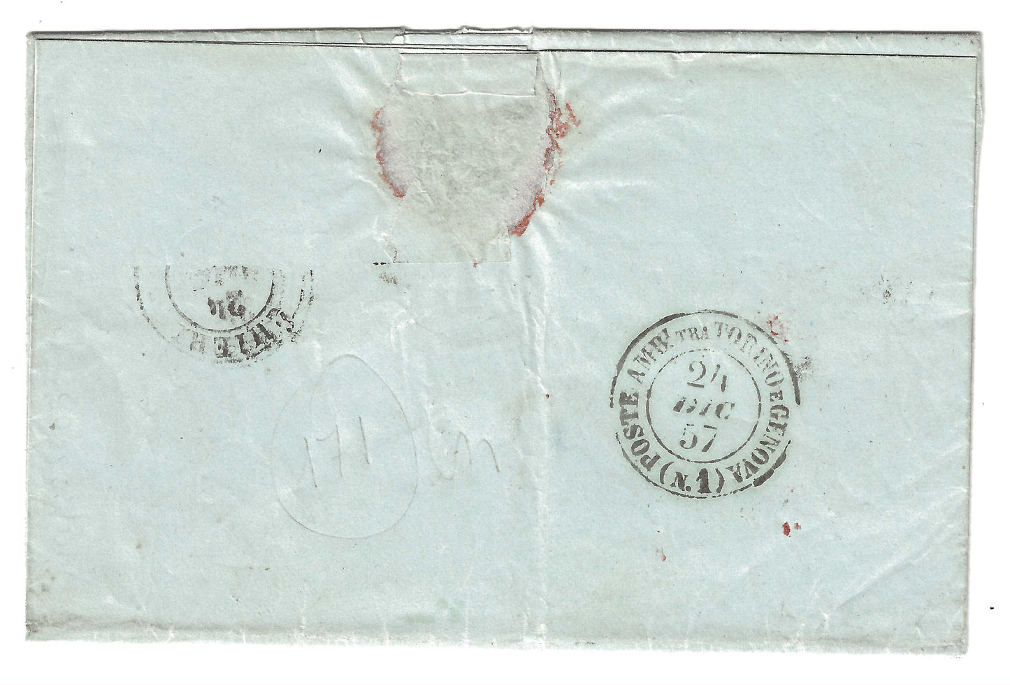 1857 Regno di Sardegna - Piego da RACCONIGI a Chieri con francobollo da 20 cent. IV emissione E. Diena
