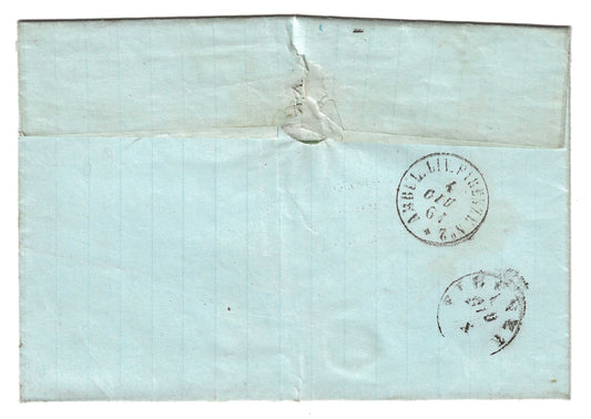 1863 Regno d'Italia - Lettera da Napoli cerchio senz'anno e francobollo da 15 c. De La Rue