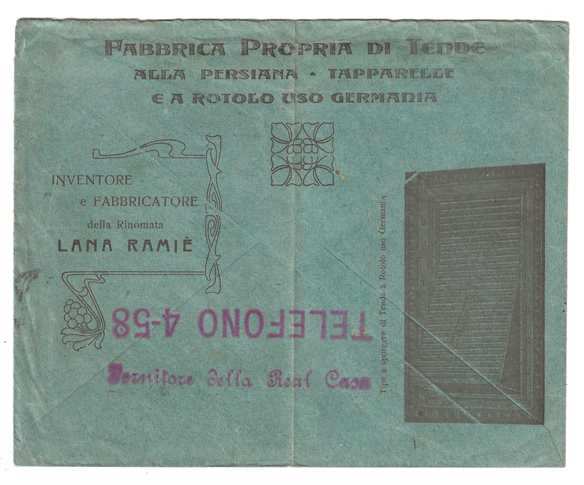 1901 Regno d'Italia - Francobollo da 25 c. azzurro Floreale isolato su busta per Parigi