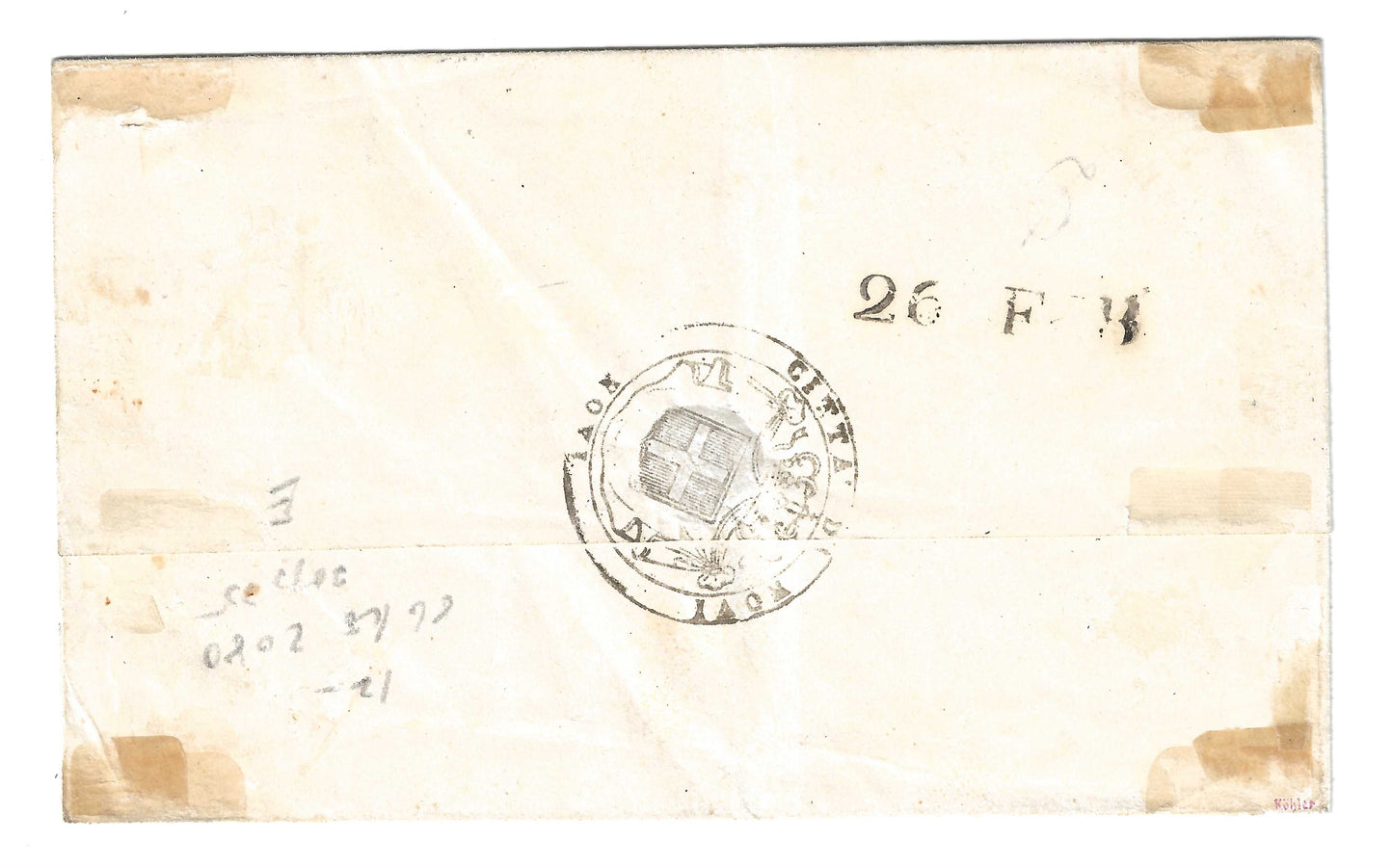1851 Regno di Sardegna - Piego da NOVI a Tortona con francobollo da 20 c. I emissione grandi margini