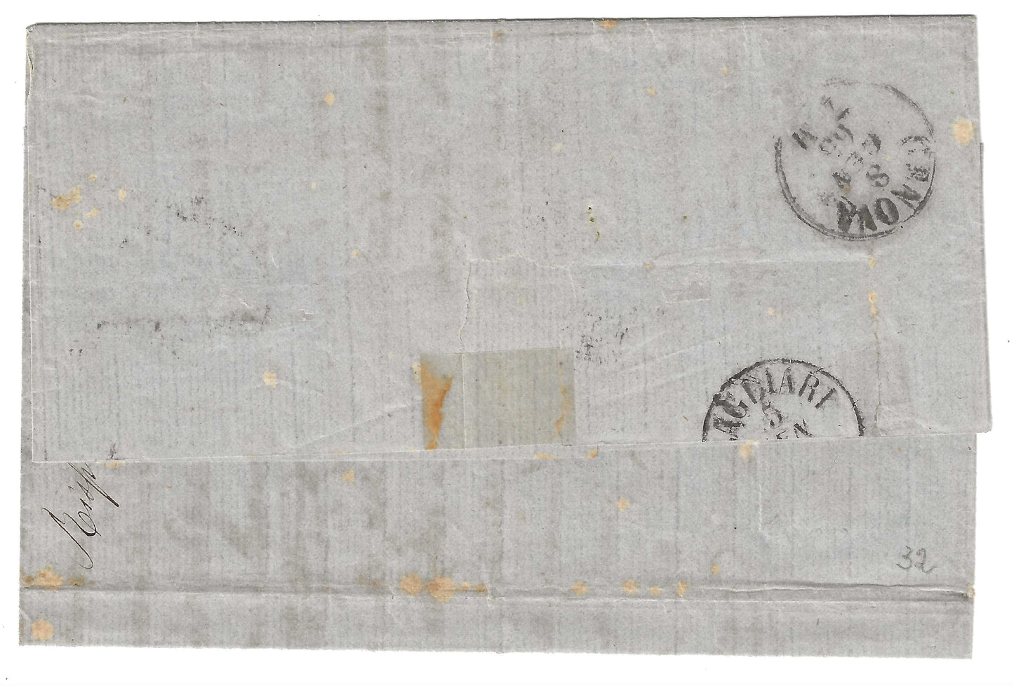 1865 Regno d'Italia - Piego per Genova con coppia 40 c. DLR con annullo Tunisi Poste Italiane