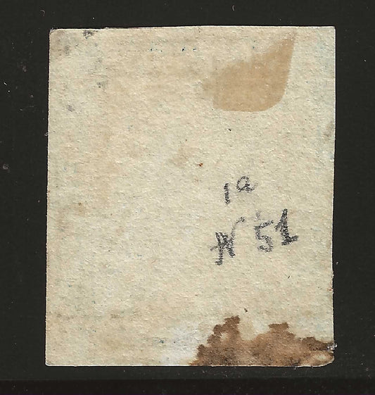 1859 Sicilia - Francobollo da 2 grana azzurro I tavola posizione 51 usato
