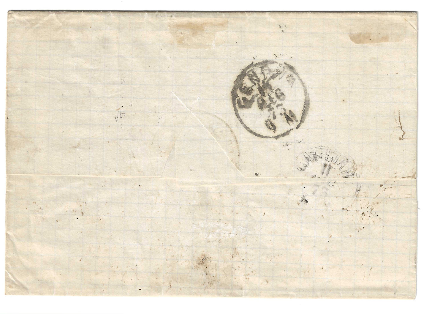 1873 Regno d'Italia - Piego con annullatore PIROSCAFI POSTALI ITALIANI su 10 e 30 c. e annullo Da Tunisi