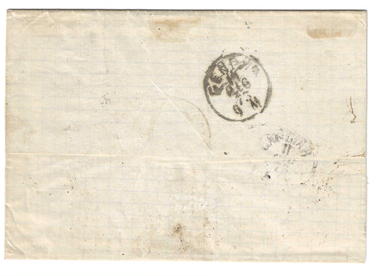 1873 Regno d'Italia - Piego con annullatore PIROSCAFI POSTALI ITALIANI su 10 e 30 c. e annullo Da Tunisi