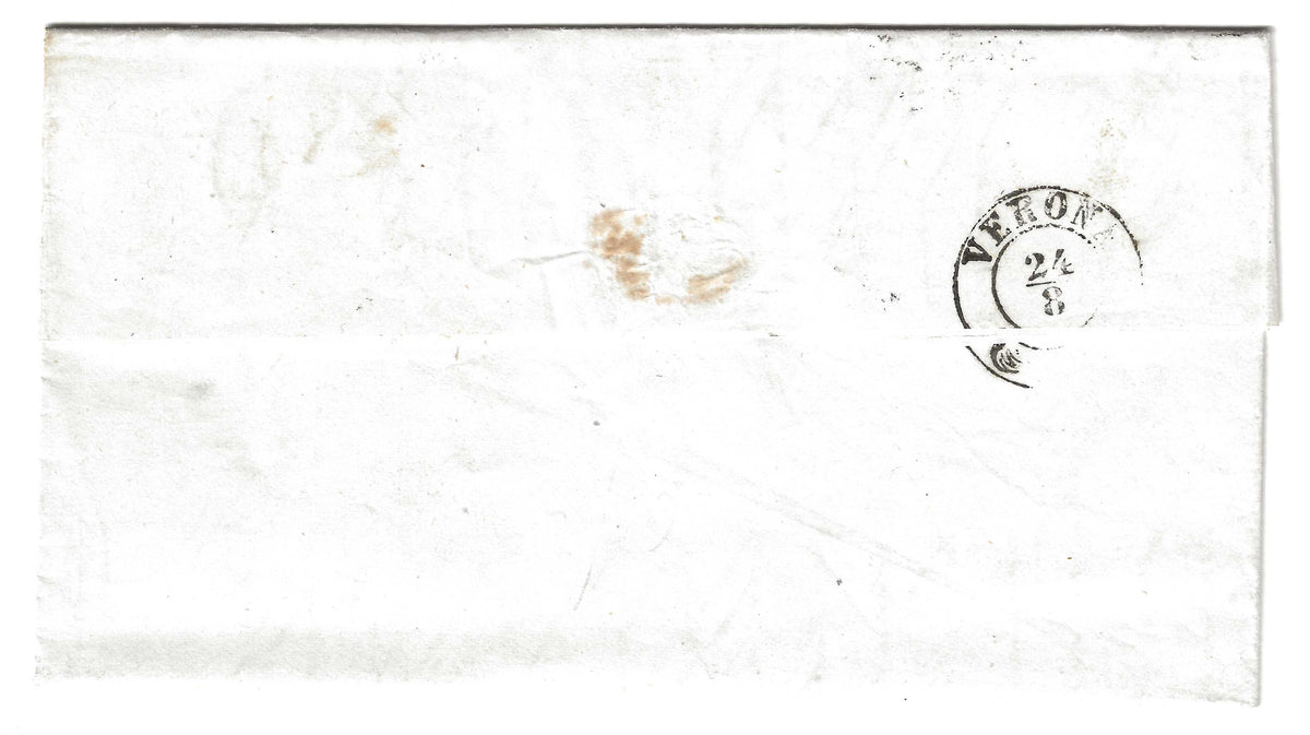 1854 Lombardo Veneto - Francobollo da 15 c. I emissione tipo III da Mantova a Verona
