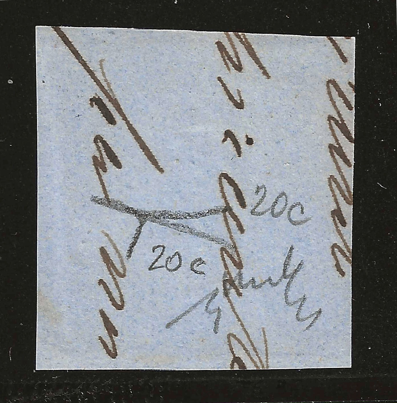 1861 Province Napoletane - Minimo frammento con francobollo da 2 gr. azzurro ardesia Bottacchi