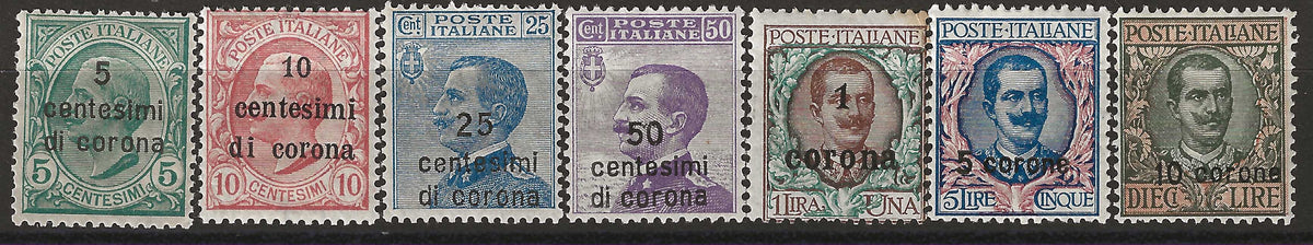 1921 Occupazione della Dalmazia - Serie completa ordinaria francobolli soprastampati MH*