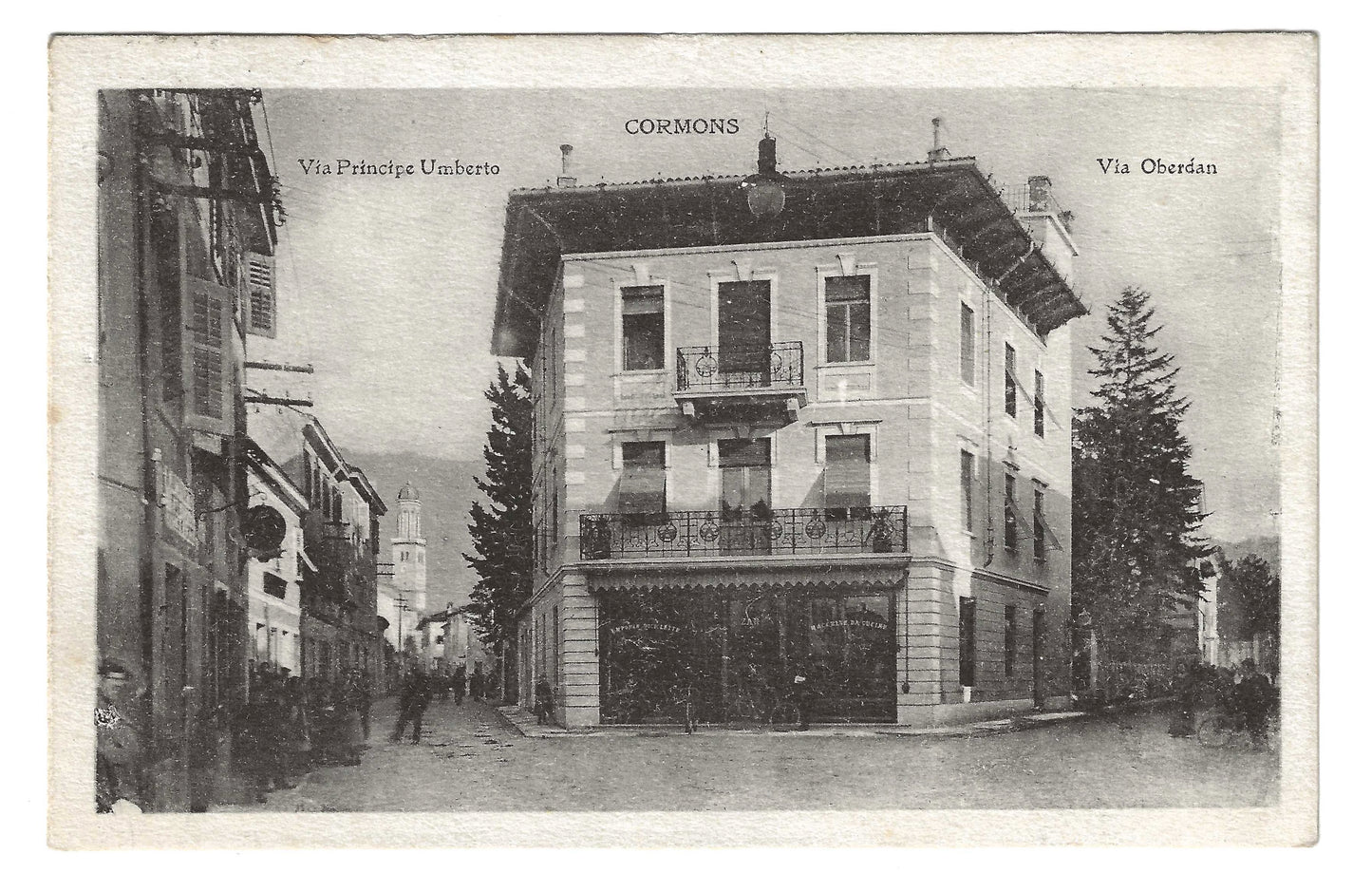 1921 Fiume Cartolina da Cormons a Udine con vignetta d'imitazione da 20 c. dei francobolli di Fiume