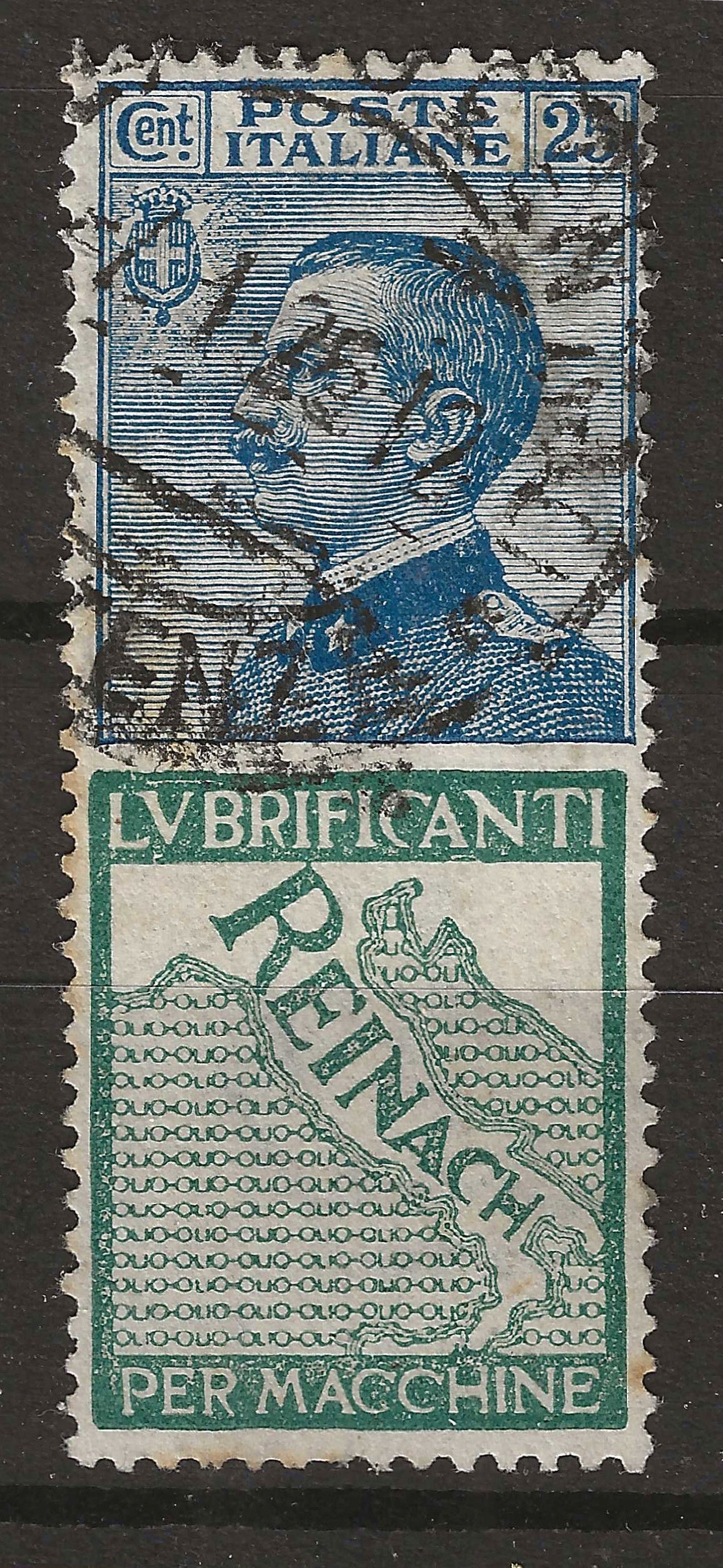 1925 Regno d'Italia - Francobollo pubblicitario 25 c. verde Reinach usato