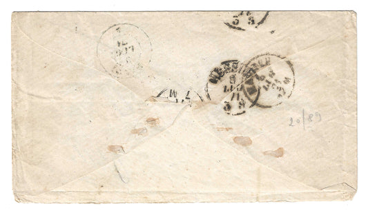 1871 Regno d'Italia - Busta da Tunisi a Patti con francobollo da 40 cent. Torino annullo numerale punti