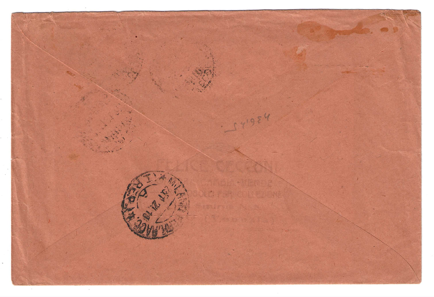 1921 Regno d'Italia Busta per l'Olanda affrancata con coppia francobolli da 55 c. tipo Michetti rari