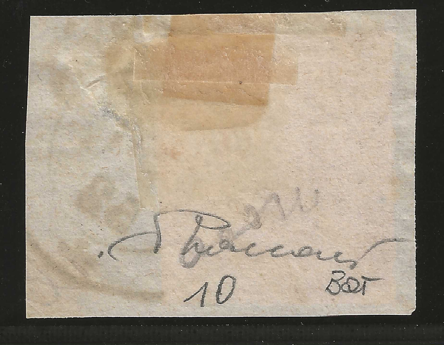 1852 Ducato di Modena - Frammento con francobollo da 10 cent. rosa e annullo a doppio cerchio firma Vaccari