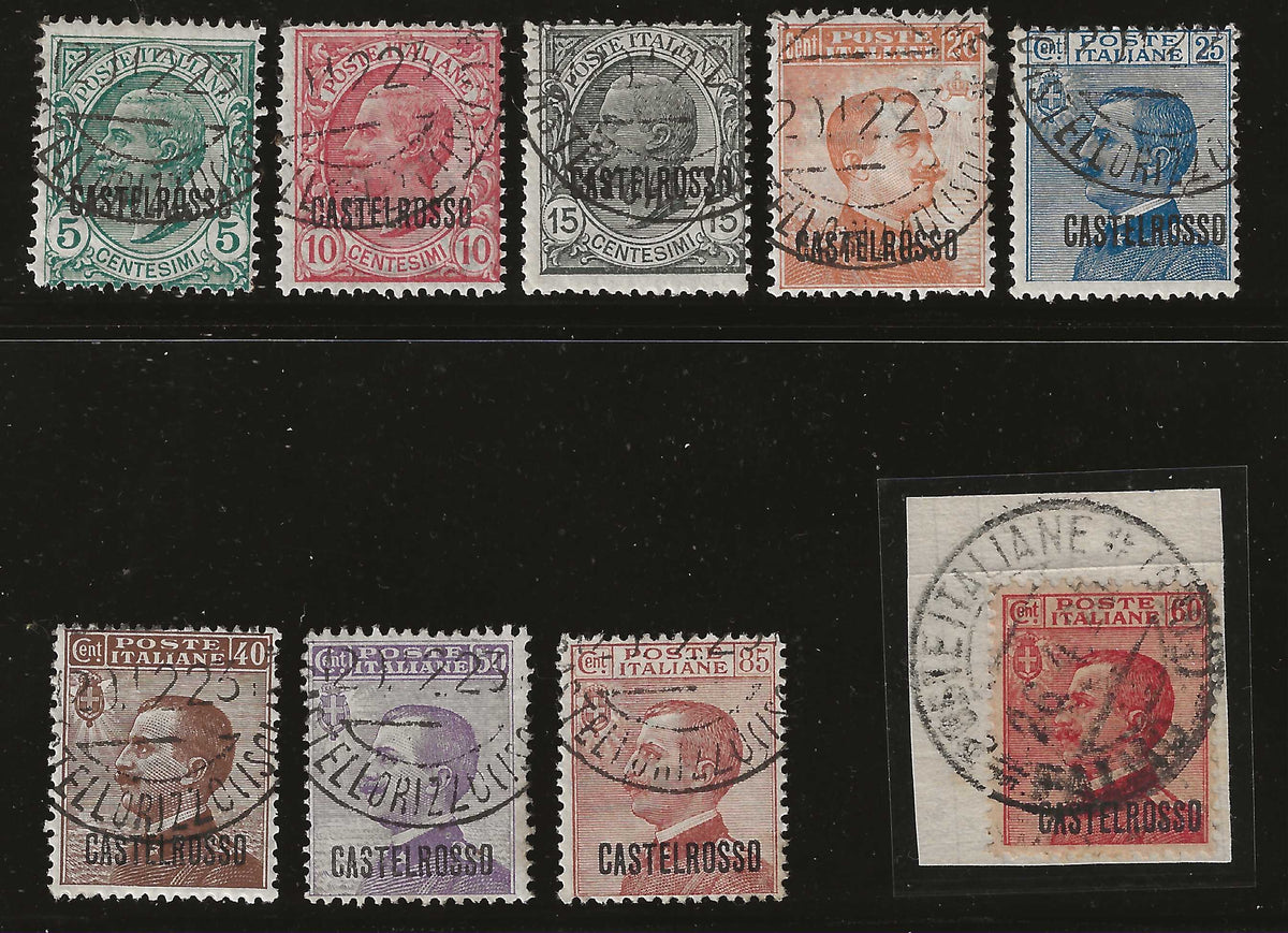 1924 Colonie italiane Castelrosso - Serie completa francobolli posta ordinaria usati/frammenti