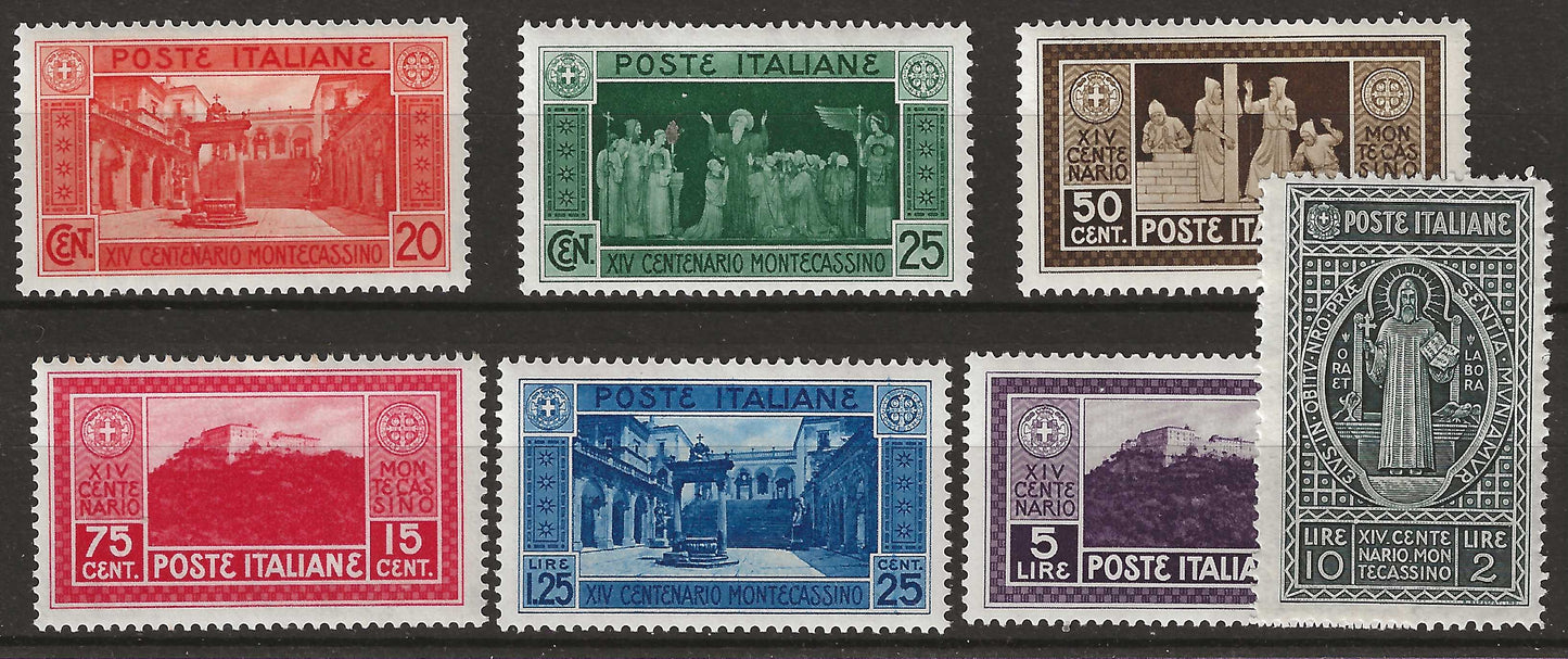 1929 Regno d'Italia - Serie completa francobolli Abbazia di Montecassino MNH**