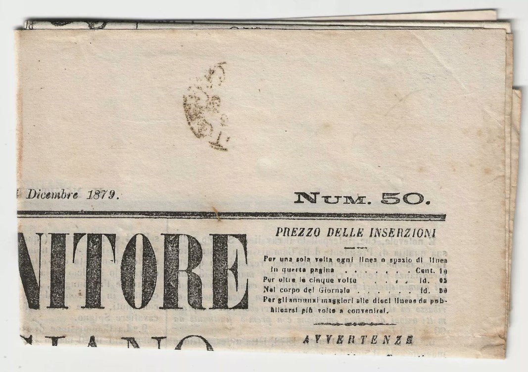 1878 Regno - Servizio soprastampato 2 c. su 0,20 varietà isolato su giornale