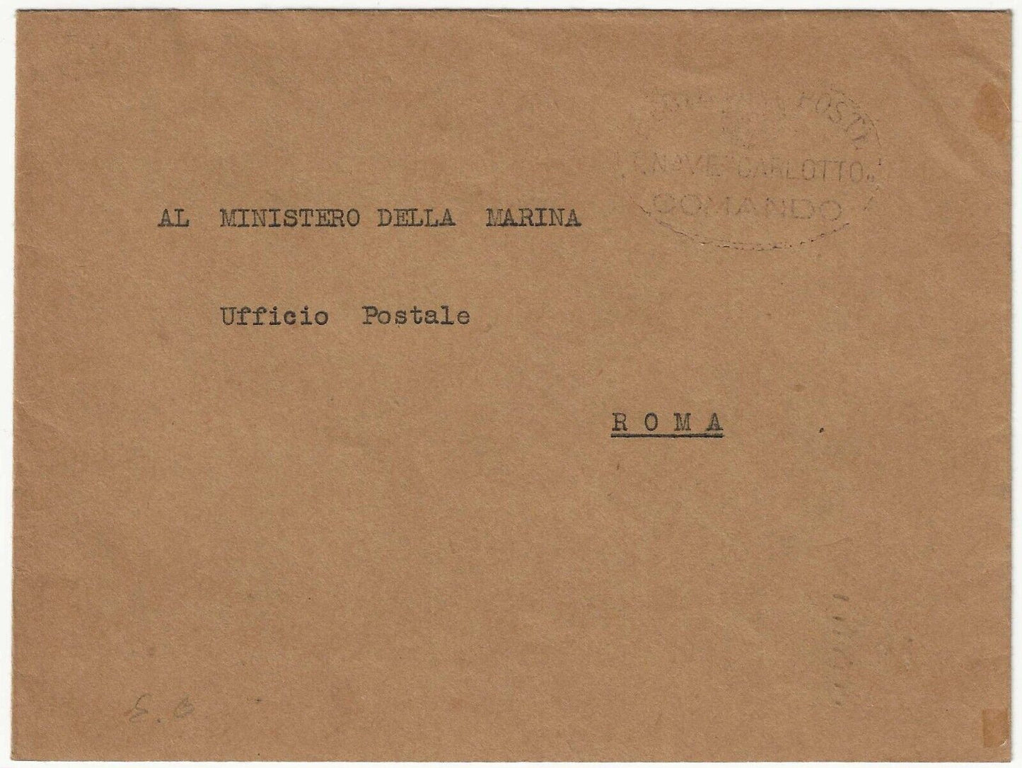 Regno d'Italia - Busta per Ministero Marina del 1932 bollo Regia Nave Carlotto