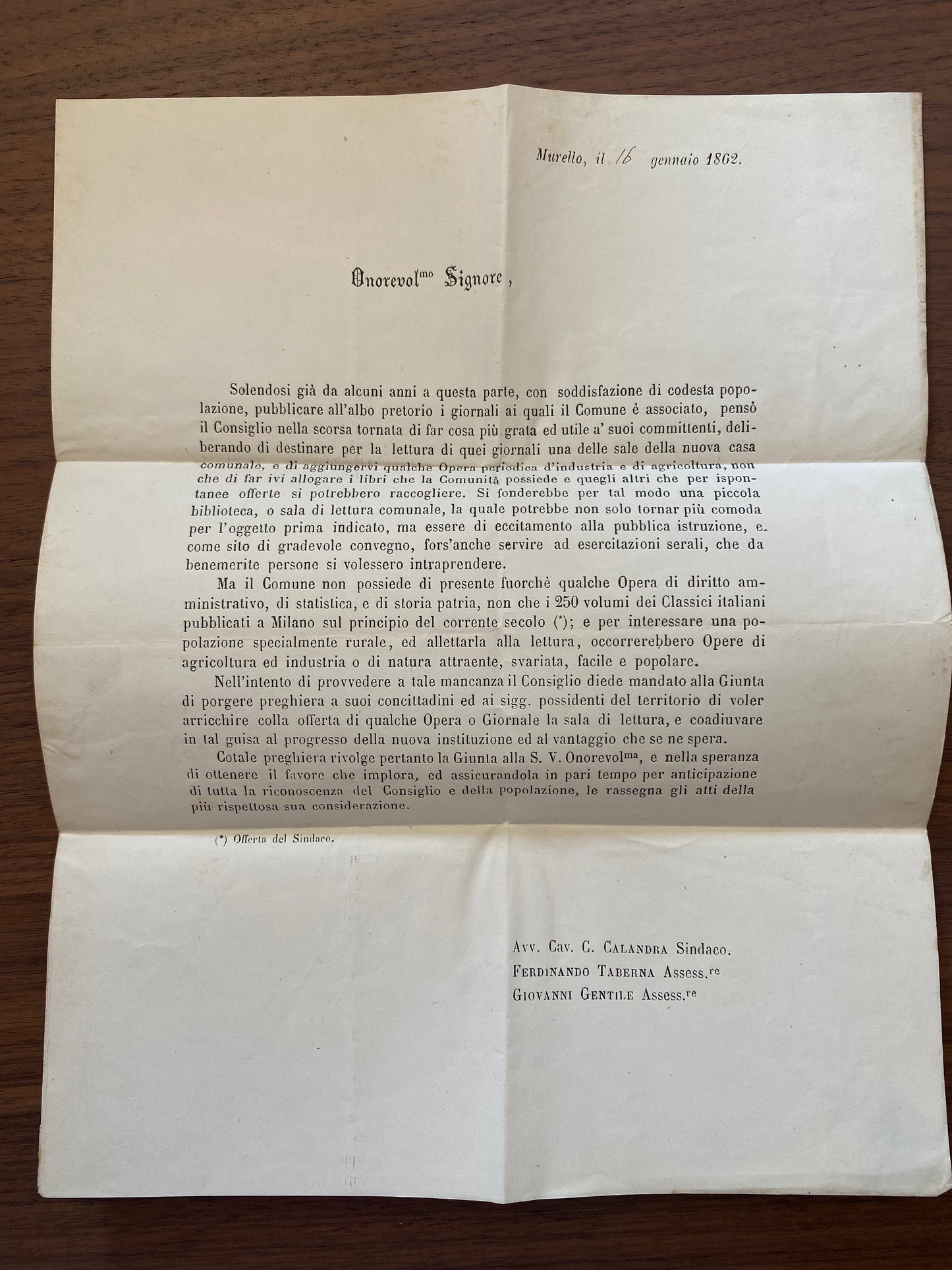1862 Regno di Sardegna - Circolare a stampa con francobollo da 1 c. per stampati annullo a penna