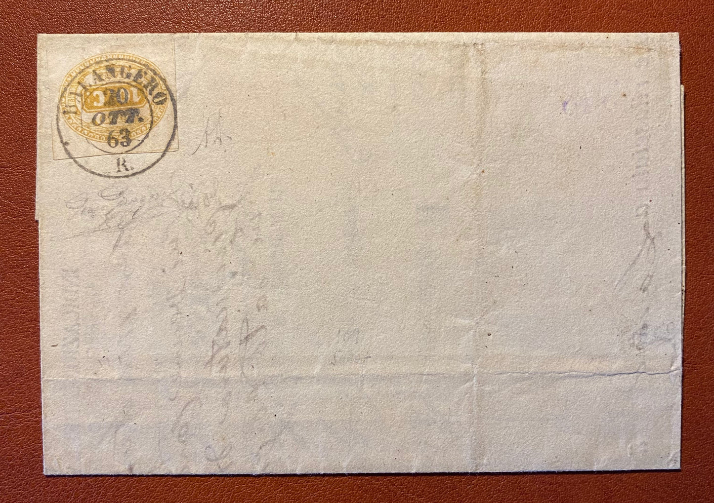 1863 Regno d'Italia - Piego con Segnatasse 10 c. e annullo raro di BALANGERO