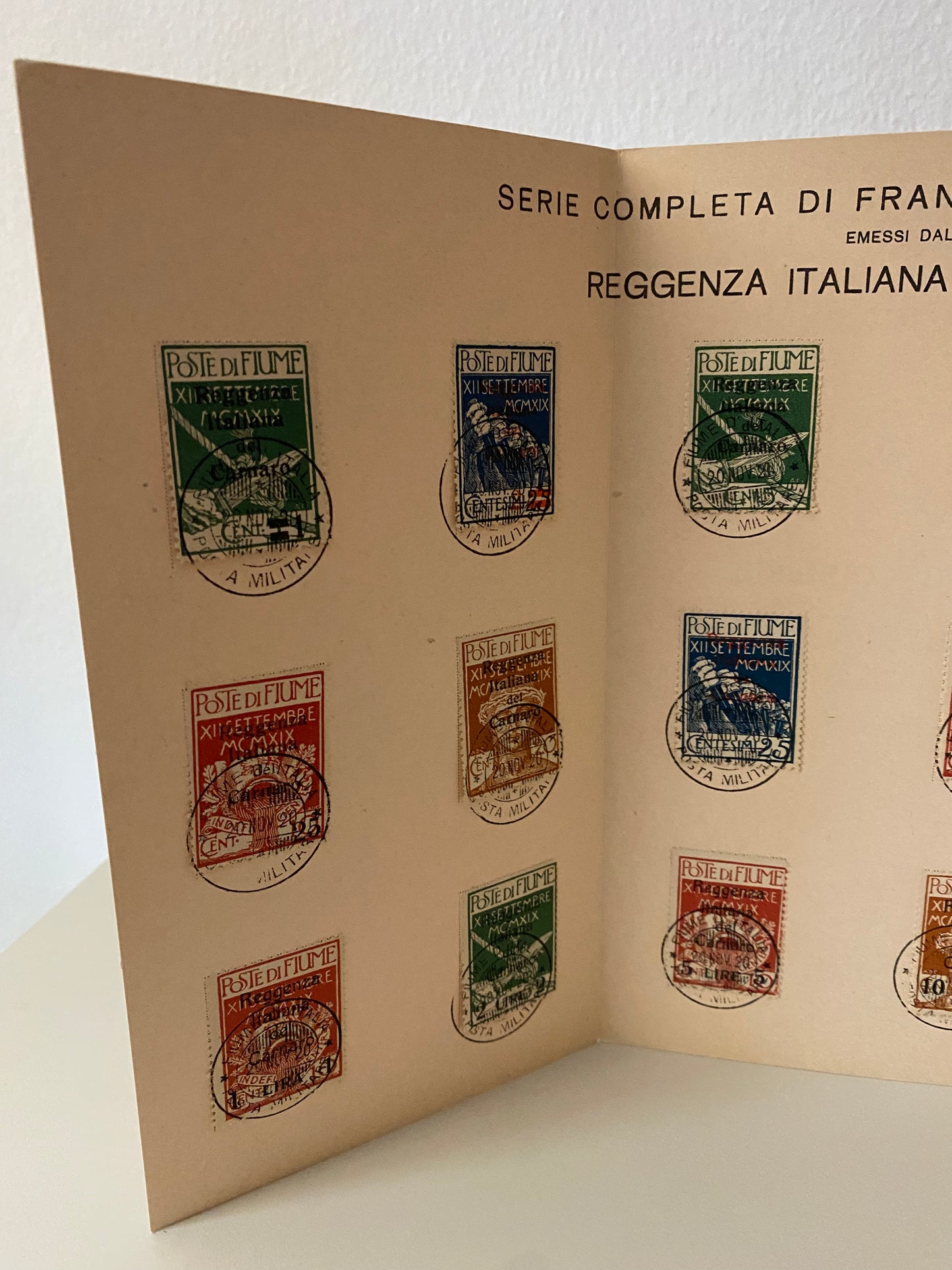 1920 Fiume - Libretto celebrativo con serie completa francobolli Reggenza del Carnaro