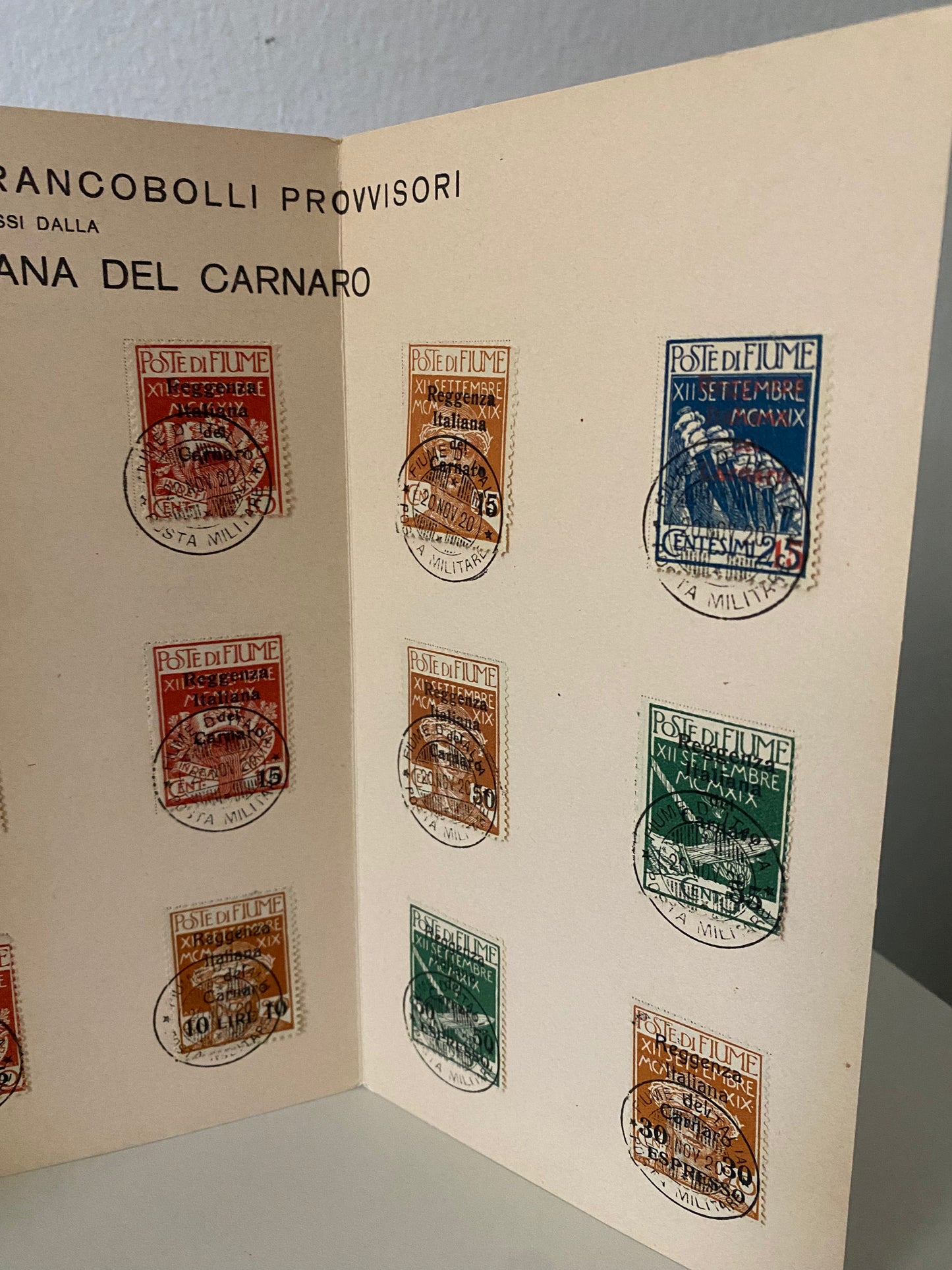 1920 Fiume - Libretto celebrativo con serie completa francobolli Reggenza del Carnaro