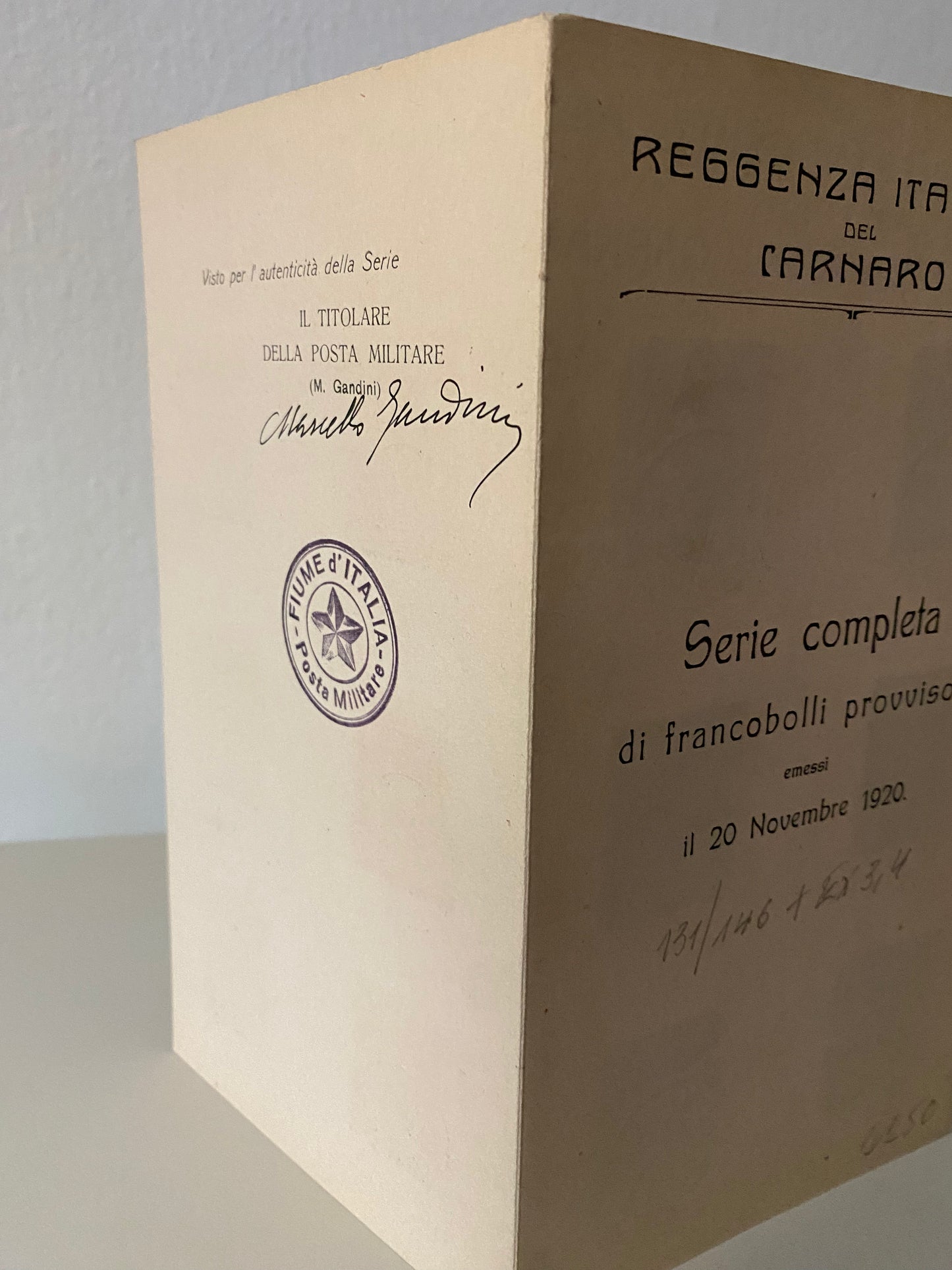 1920 Fiume - Libretto celebrativo con serie completa francobolli Reggenza del Carnaro