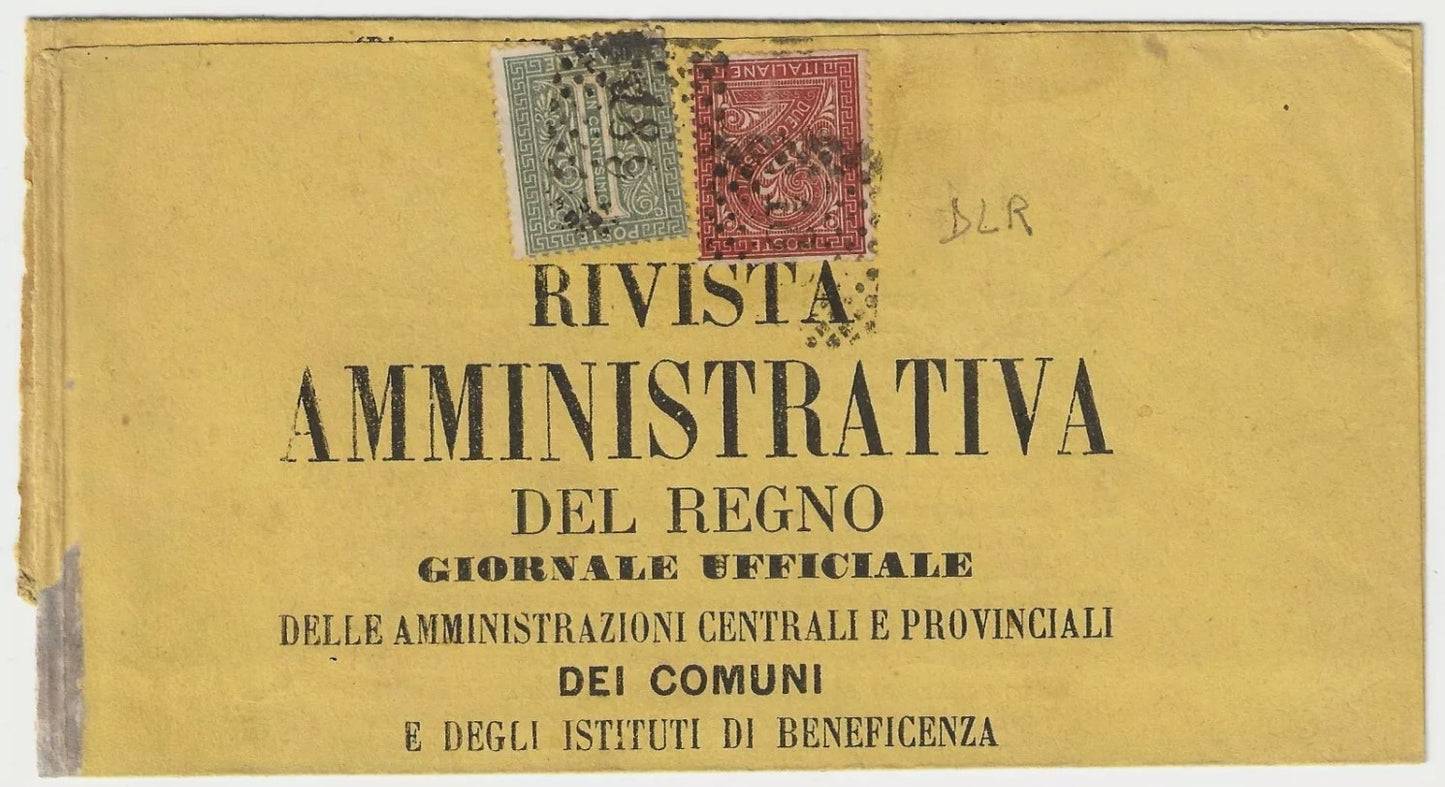 1863 Regno d'Italia - 1 e 2 c. De La Rue su Rivista Amministrativa del Regno