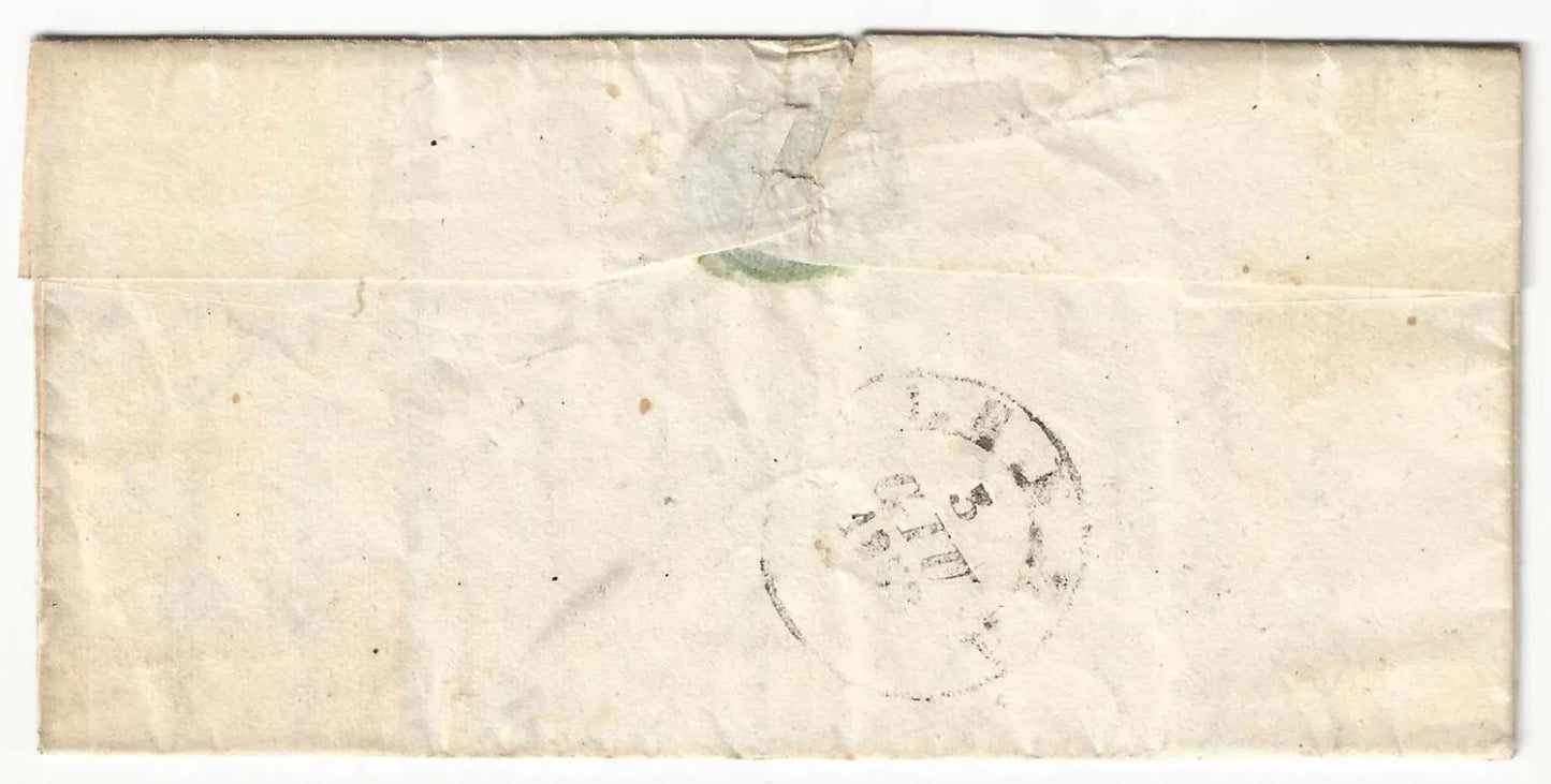 1857 ASI (Toscana) - 2 cr. azzurro carta bianca su lettera annullo Rocca Albegna