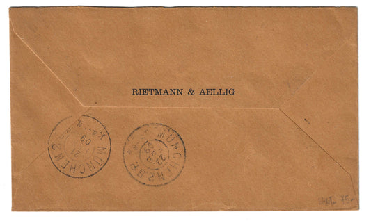 1909 Regno d'Italia - Raccomandata per la Germania con francobollo 50 c. malva serie Floreale