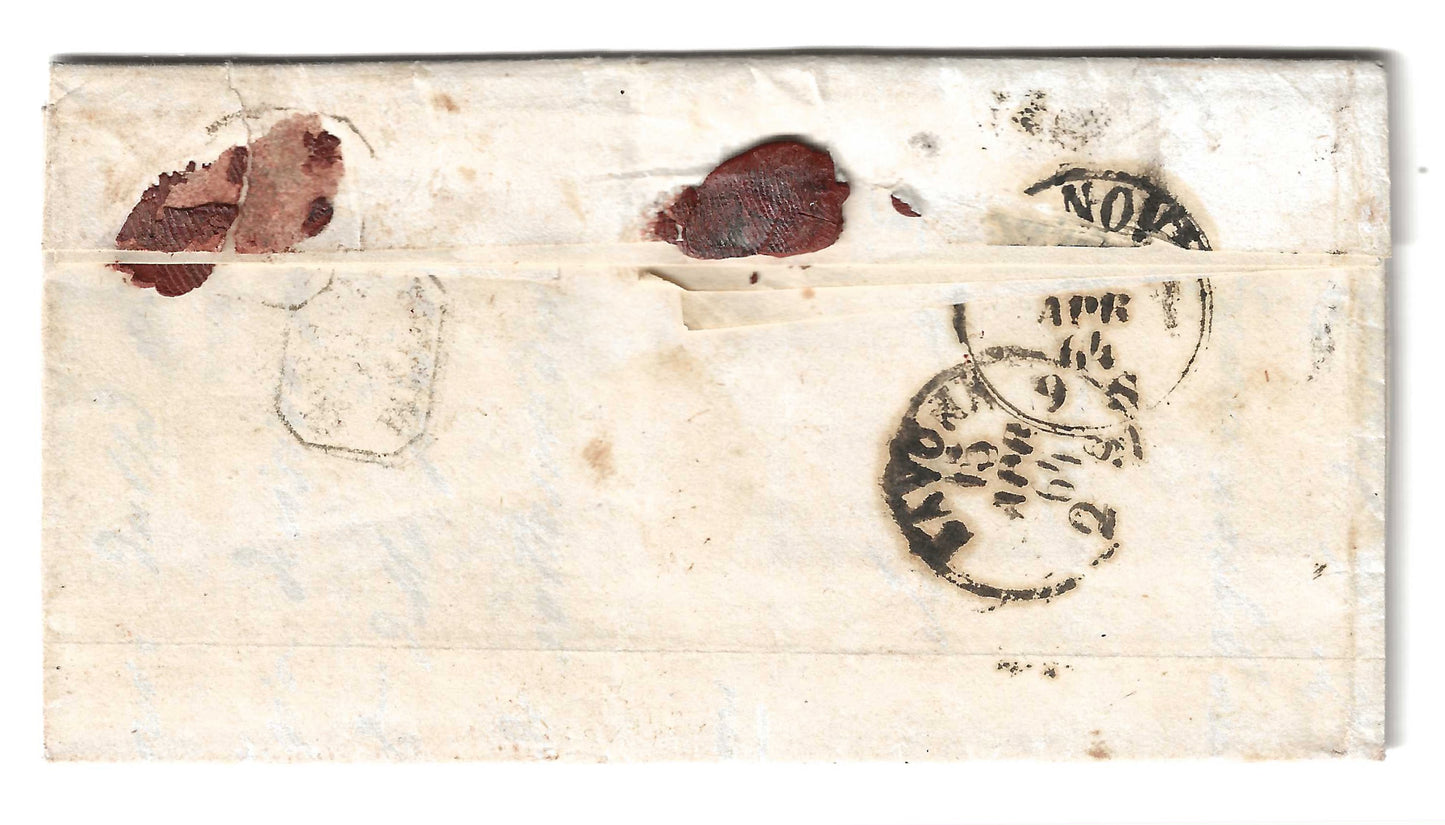 1864 Regno d'Italia - Lettera da ROCCHETTA-CAIRO a Genova con francobolli da 5 e 10 c. De La Rue