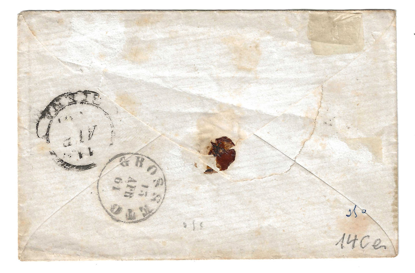 1861 Regno di Sardegna Piego con francobollo 10 c. bruno cioccolato scuro Sassone 14Ce da Radicofani a Grosseto