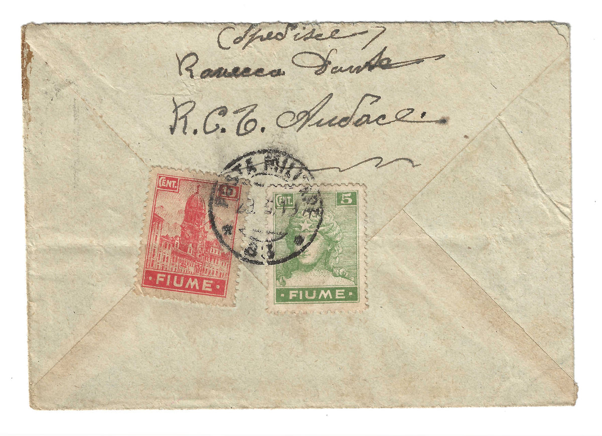 1919 Fiume - Busta Posta Militare per La Spezia con francobolli da 5 e 10 c. Allegorie carta C