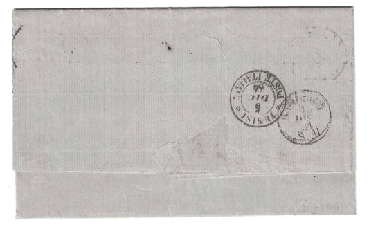 1864 Regno d'Italia - Lettera da Livorno Ufficio del Porto a Tunisi con coppia francobolli 40 c. De La Rue