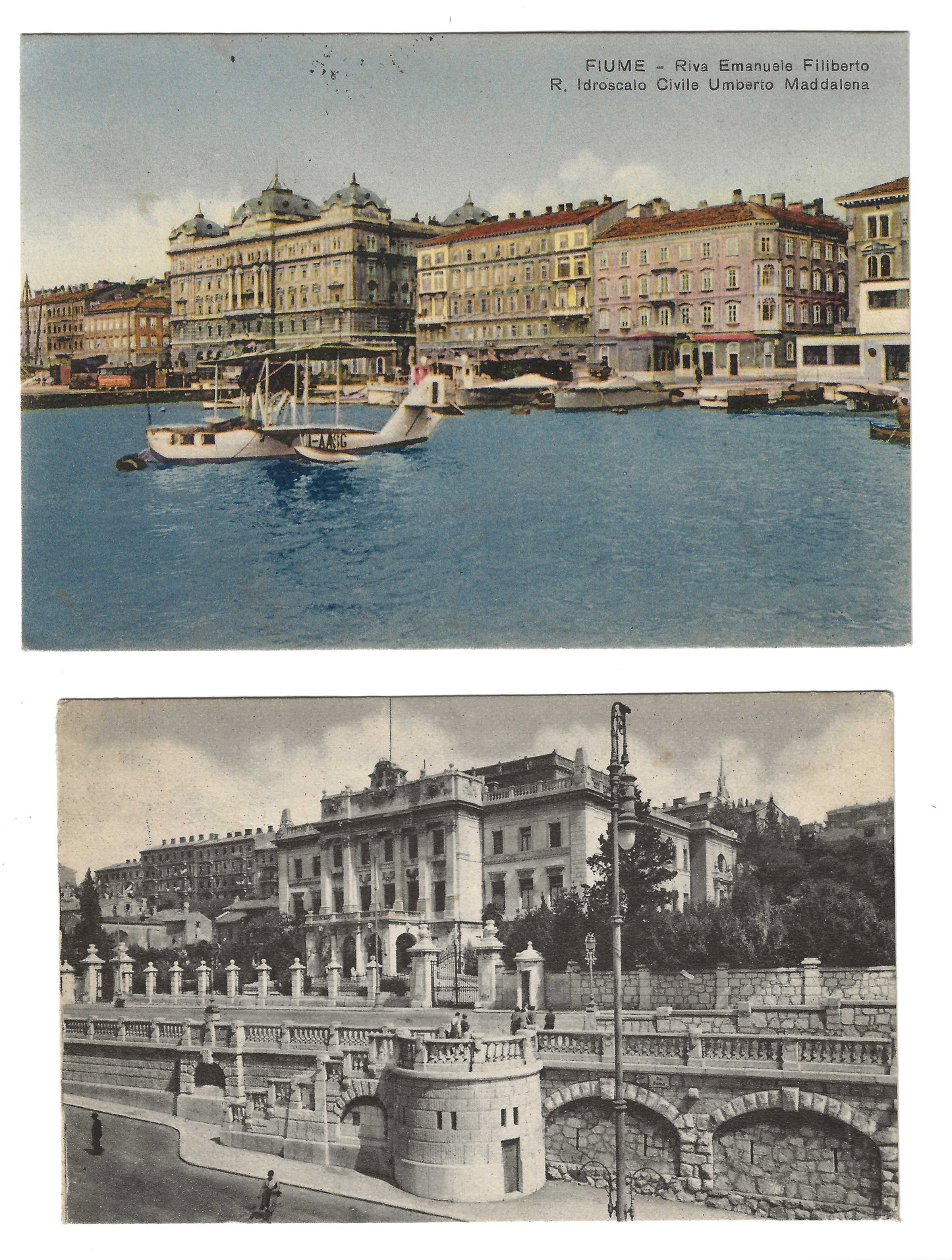 1946 Fiume - Due Cartoline da Fiume/Rijeka a Bologna con francobolli serie Litorale