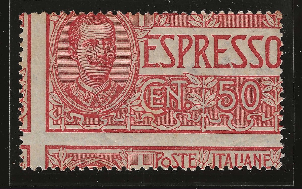 1920 Regno d'Italia - Francobollo per spresso 50 c. dentellatura fortemente spostata MNH**