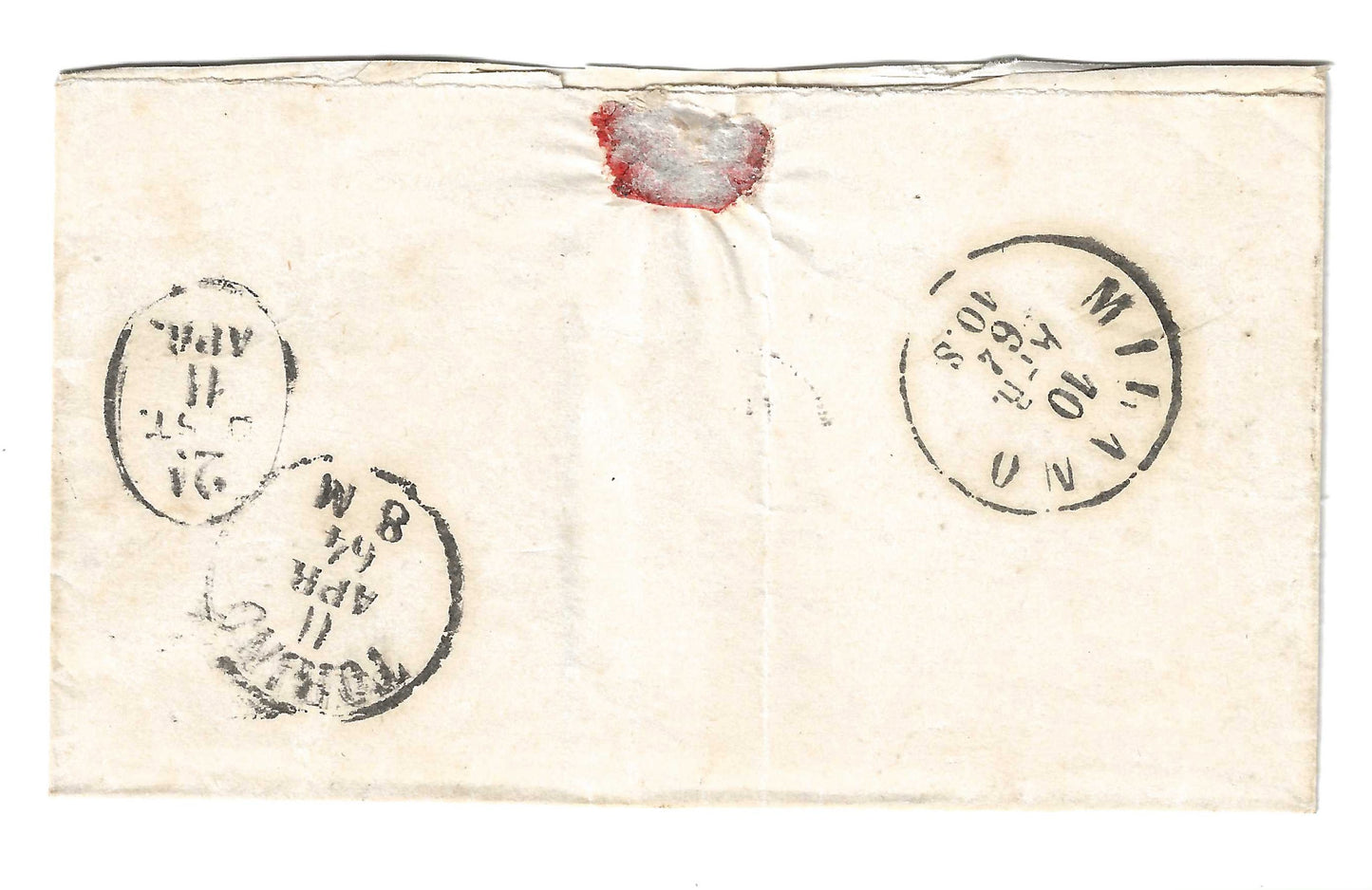 1864 Regno d'Italia - Piego da CARDANO a Torino con francobollo da 15 cent. serie De La Rue