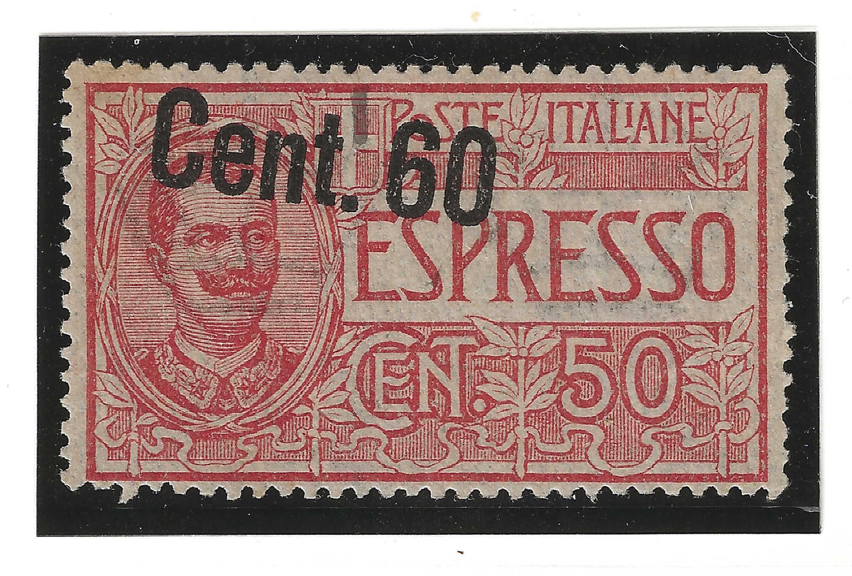 1922 Regno d'Italia - Francobollo per espresso 60 su 50 c. soprastampa spostata MH*