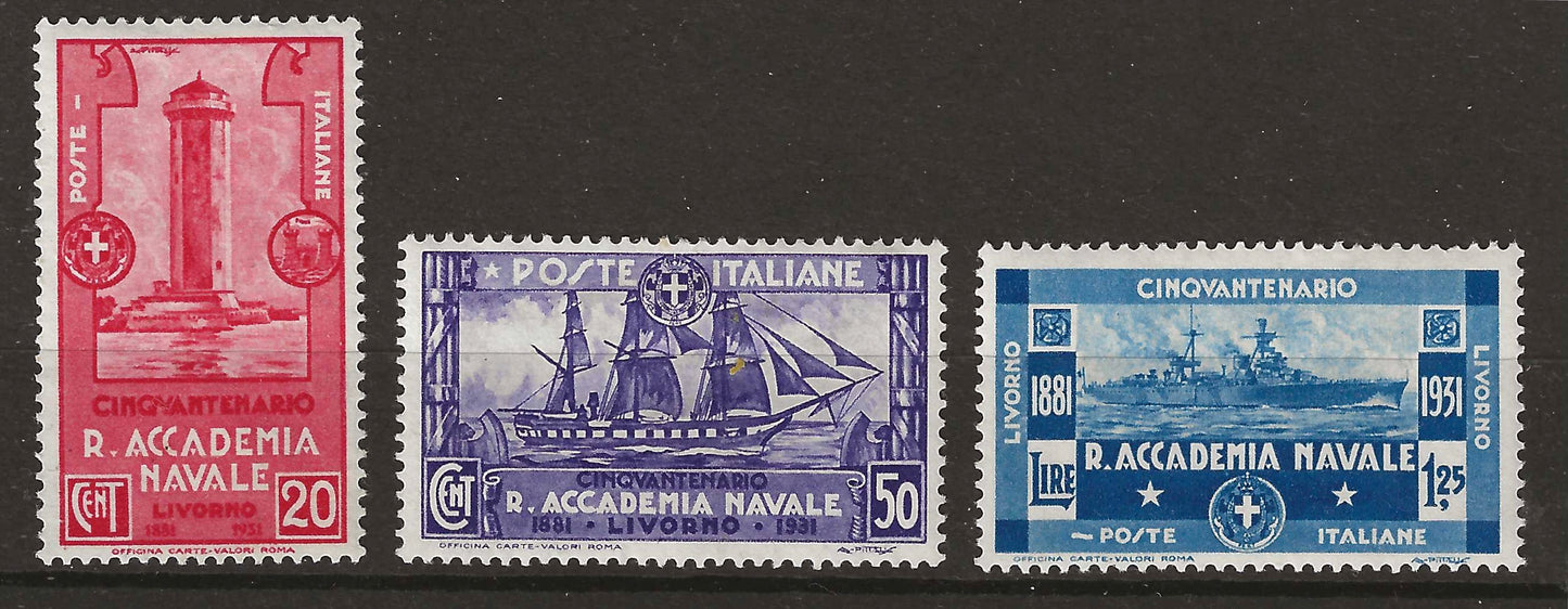 1931 Regno d'Italia - Serie completa francobolli Accademia Navale di Livorno MH*