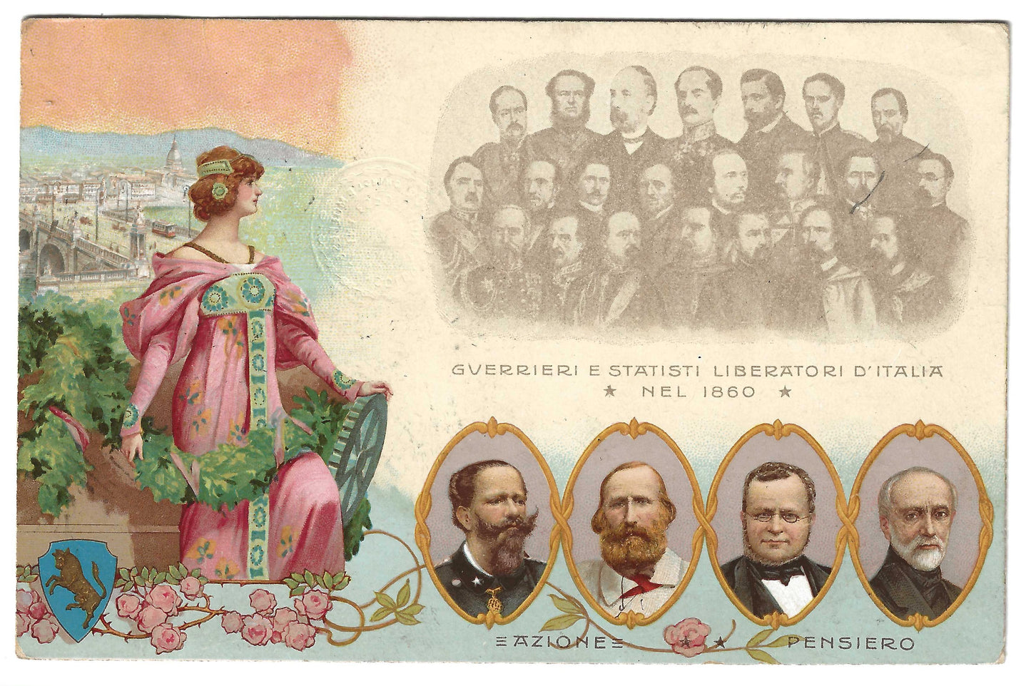 1911 Regno d'Italia - Cartolina non in tariffa con francobolli commemorativi serie Unità d'Italia