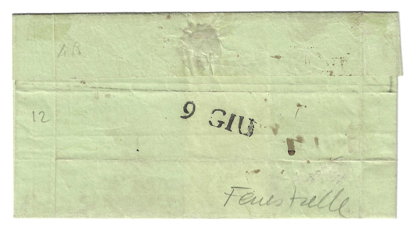 1851 Regno di Sardegna - Piego da FENESTRELLE a Torino con francobollo da 20 c. taglio lilliput