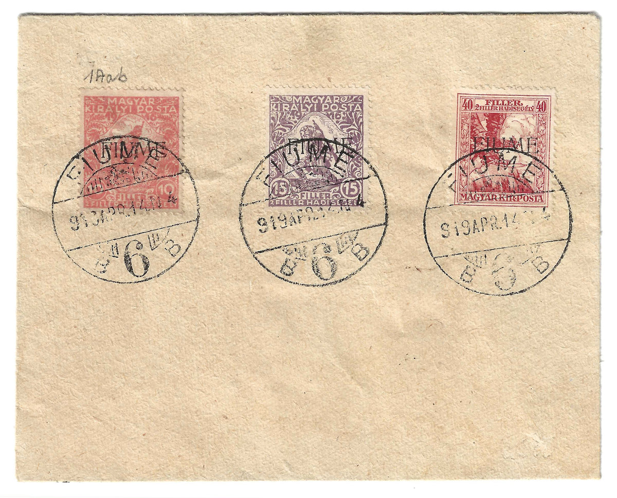 1918 Fiume - Serie completa francobolli d'Ungheria Beneficienza con 10 f. vermiglio raro