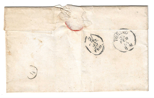 1864 Regno d'Italia - Francobollo da 15 c. De La Rue su lettera con annullo azzurro Carignano raro